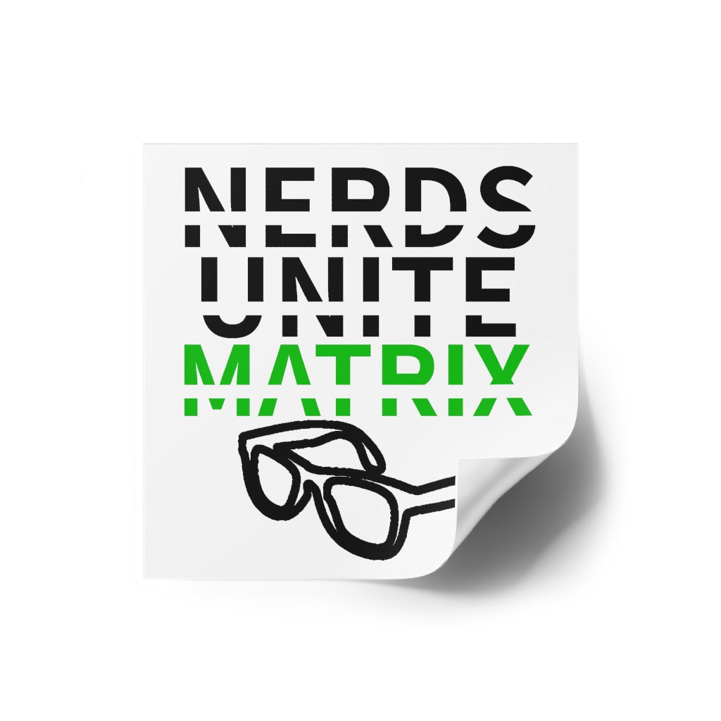 Laminate Stickers, Square: "Nerds Unite Matrix" Title