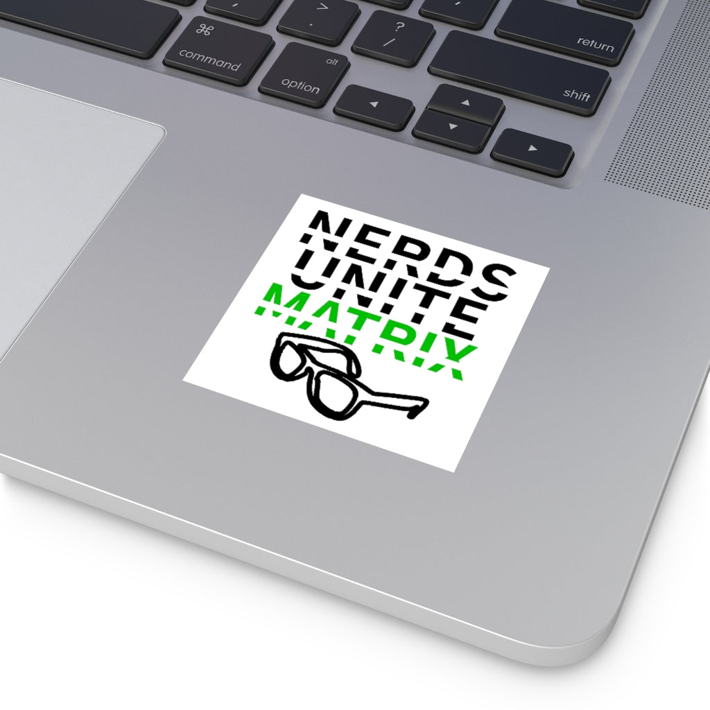 Laminate Stickers, Square: "Nerds Unite Matrix" Title